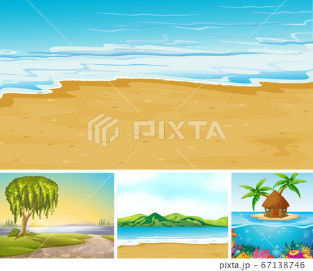 Four different scene of tropical beach with sea Four different scene of tropical beach with sea 67138746