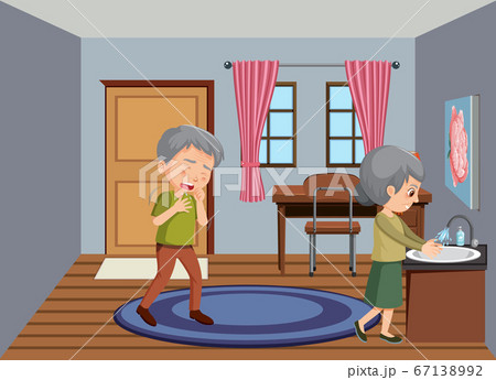 Background scene old couple staying at home Background scene old couple staying at home 67138992