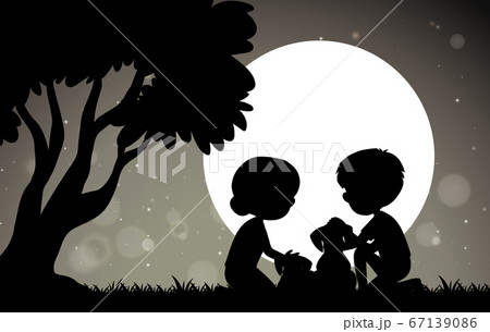 Couple with dog under shadow 67139086
