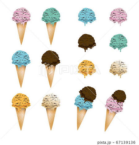 カラフルポップな アイスクリームのイラスト 夏におすすめ のイラスト素材