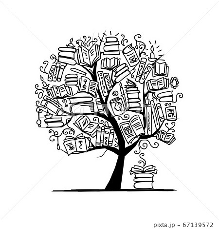 Book tree, sketch for your design Book tree, sketch for your design 67139572
