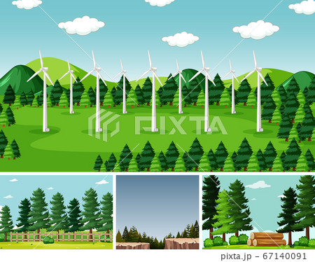 Four different scenes in nature setting cartoon 67140091