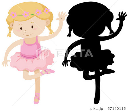 Cute ballet girl with its silhouette Cute ballet girl with its silhouette 67140116