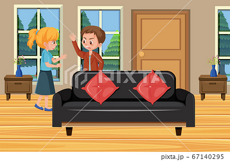 Background scene with husband hitting wife at home 67140295