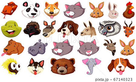 Set of different cute cartoon animals head huge 67140323