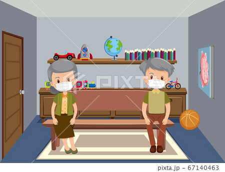 Background scene with old couple in the room Background scene with old couple in the room 67140463
