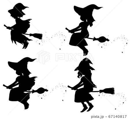 Witches in silhouette cartoon character isolated 67140817