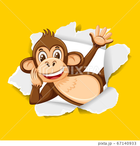 Background Template Design With Wild Monkey Onのイラスト素材