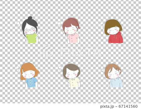 うとうと居眠りをする　若い女性の表情バリエーション 67141560