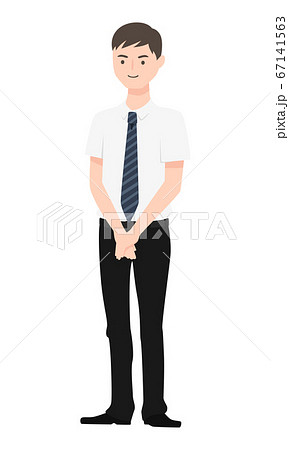 半袖のyシャツを着たスーツ姿の若い男性のイラスト のイラスト素材
