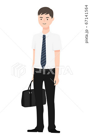 夏に半袖yシャツを着たスーツ姿の男性のイラスト のイラスト素材
