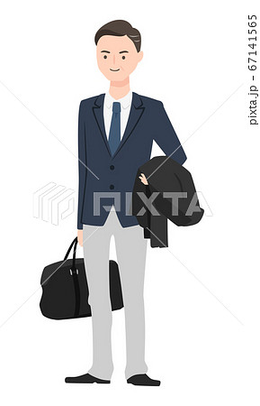 上着とボストンバッグを持ったスーツ姿の男性のイラスト のイラスト素材