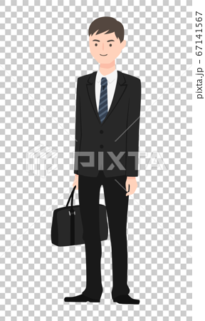 就職活動をしてるリクルートスーツ姿の若い男性のイラスト のイラスト素材