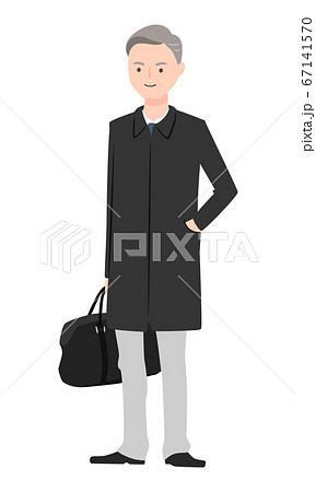コートを着たスーツ姿の男性のイラスト のイラスト素材