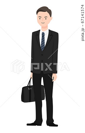 黒いスーツを着てる若い男性のイラスト のイラスト素材