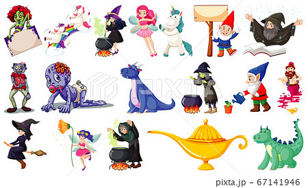 Set of fantasy cartoon characters and fantasy 67141946