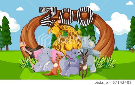 Zoo animals in the wild nature background Zoo animals in the wild nature background 67142402