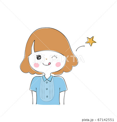 ウインクでかわいくごまかす 若い女性の表情バリエーション ウインクでかわいくごまかす 若い女性の表情バリエーション 67142551