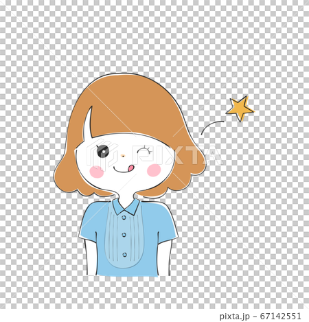 ウインクでかわいくごまかす 若い女性の表情バリエーション ウインクでかわいくごまかす 若い女性の表情バリエーション 67142551