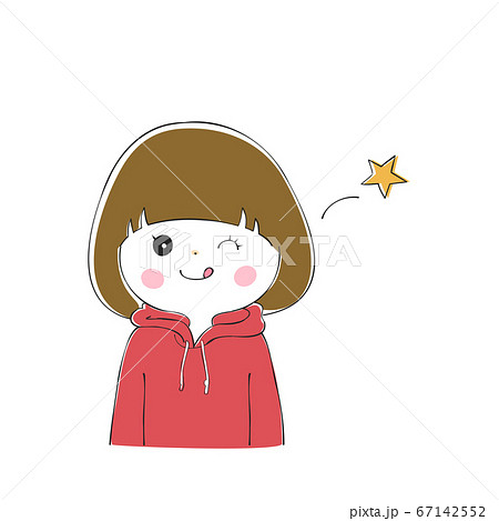 ウインクでかわいくごまかす 若い女性の表情バリエーションのイラスト素材 ウインクでかわいくごまかす 若い女性の表情バリエーションのイラスト素材