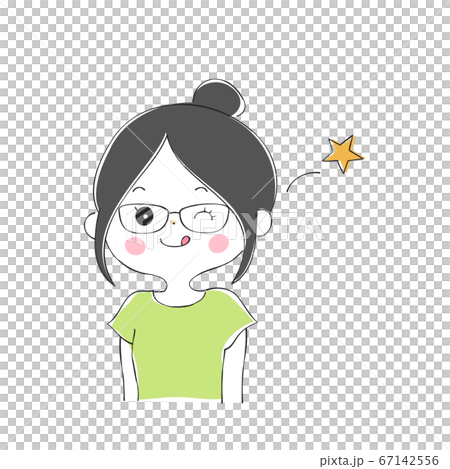 ウインクでかわいくごまかす 若い女性の表情バリエーション ウインクでかわいくごまかす 若い女性の表情バリエーション 67142556