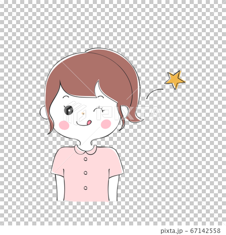 ウインクでかわいくごまかす 若い女性の表情バリエーション ウインクでかわいくごまかす 若い女性の表情バリエーション 67142558