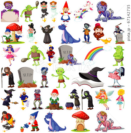 Set of fantasy cartoon characters and fantasy Set of fantasy cartoon characters and fantasy 67142735