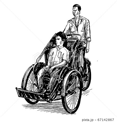 Drawing of the tricycle in Vietnam Hoi An Drawing of the tricycle in Vietnam Hoi An 67142867