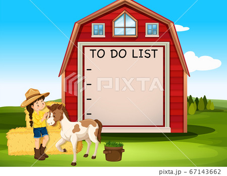 Border template design with girl and horse on the Border template design with girl and horse on the 67143662