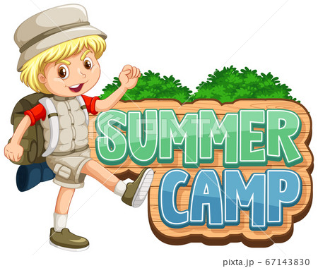Font design for summer camp with cute kid at park 67143830