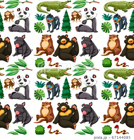 Wild animal and tree seamless pattern 67144085