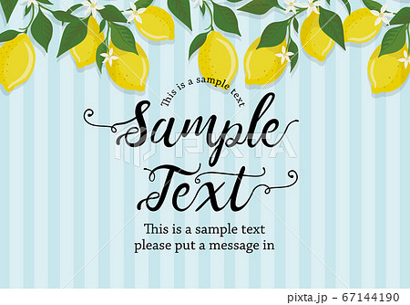 レモンの背景フレーム ブルー系ストライプ ヨコのイラスト素材 レモンの背景フレーム ブルー系ストライプ ヨコのイラスト素材
