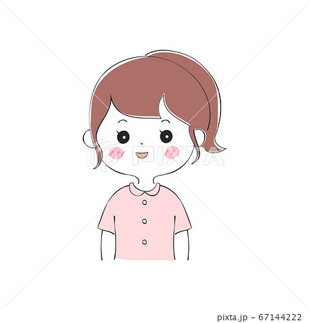 照れている 嬉しい 若い女性の表情バリエーションのイラスト素材