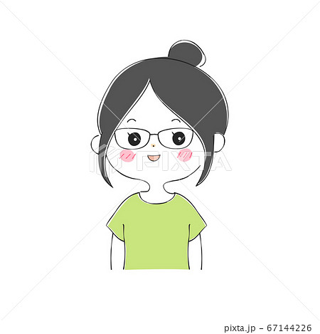 照れている 嬉しい 若い女性の表情バリエーションのイラスト素材