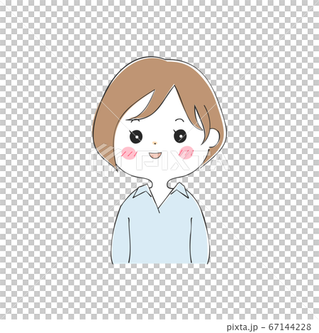 照れている 嬉しい 若い女性の表情バリエーションのイラスト素材