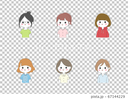 照れている　嬉しい　若い女性の表情バリエーション 67144229