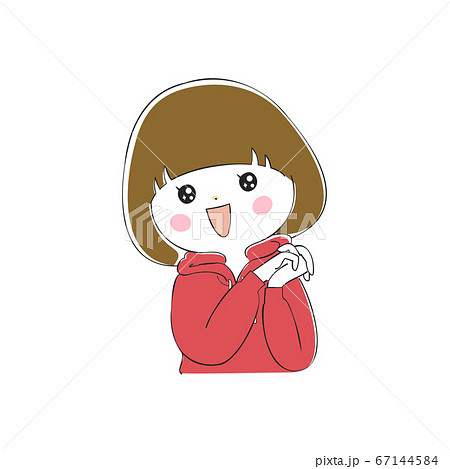 嬉しい 若い女性の表情バリエーションのイラスト素材
