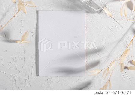 Mockup template with dry plants flower and perfume and design element design for wedding rsvp, thank you card, greeting Mockup template with dry plants flower and perfume and design element design for wedding rsvp, thank you card, greeting 67146279