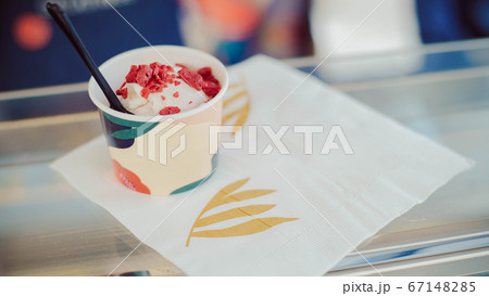 ice cream with cruncy Strawberry Candy ice cream with cruncy Strawberry Candy 67148285
