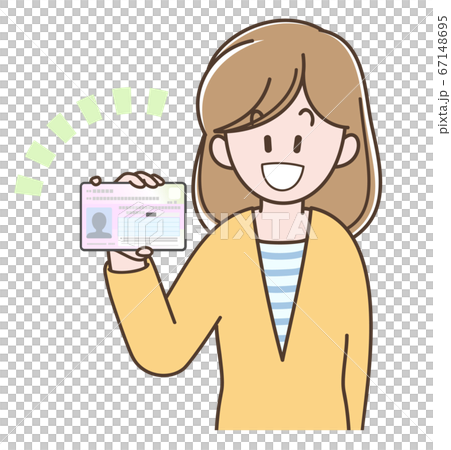 マイナンバーカードを持つ若い女性のイラスト マイナンバーカードを持つ若い女性のイラスト 67148695
