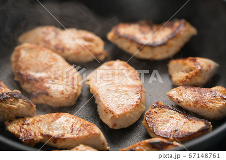 fying turkey fillet slices on nonstick pan fying turkey fillet slices on nonstick pan 67148761