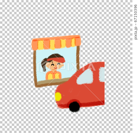 Services provided by restaurants: A clerk woman at the drive-through receipt 67150396