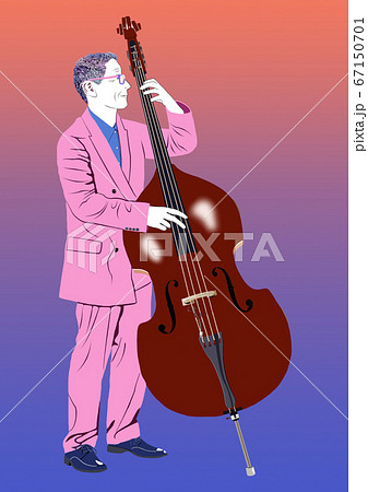 A Sad Bass Player Playing Jazz Bass Stock Illustration