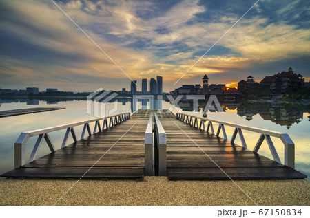 sunrise background surring lake shore in Putrajaya, Malaysia sunrise background surring lake shore in Putrajaya, Malaysia 67150834