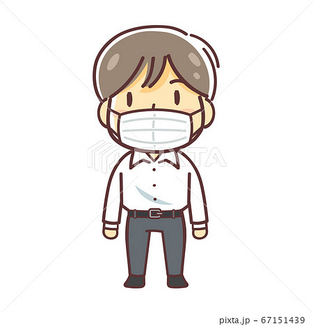 シャツを着てマスクをつけた男性のイラストのイラスト素材