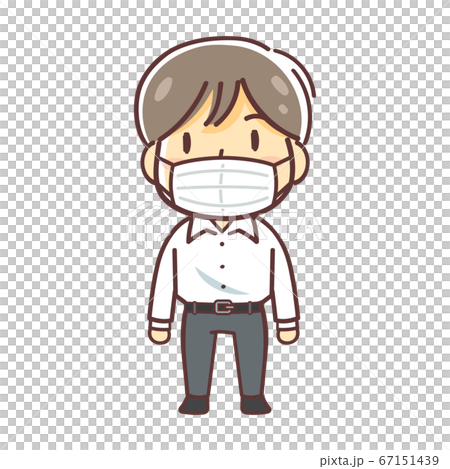 シャツを着てマスクをつけた男性のイラスト 67151439