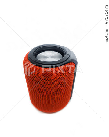 Mini bluetooth red speaker isolated on over white Mini bluetooth red speaker isolated on over white 67151478