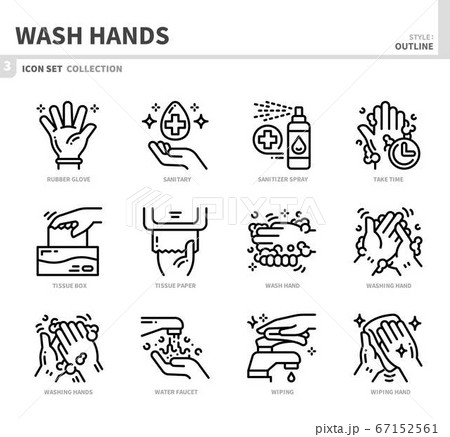wash hands icon set 67152561