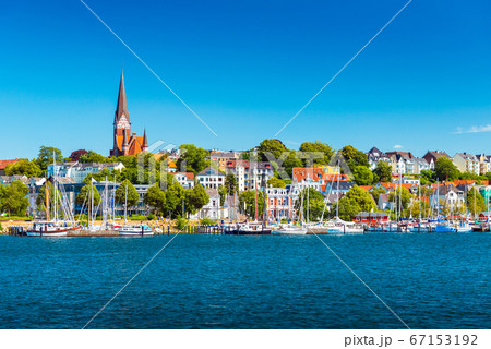 Flensburg cityscape at summer day. Skyline of the old european town, Germany 67153192