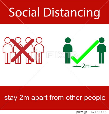 Icon people concept Social Distancing stay 2M apart from other people, the practices put in place to enforce social distancing, vector illustration 67153432